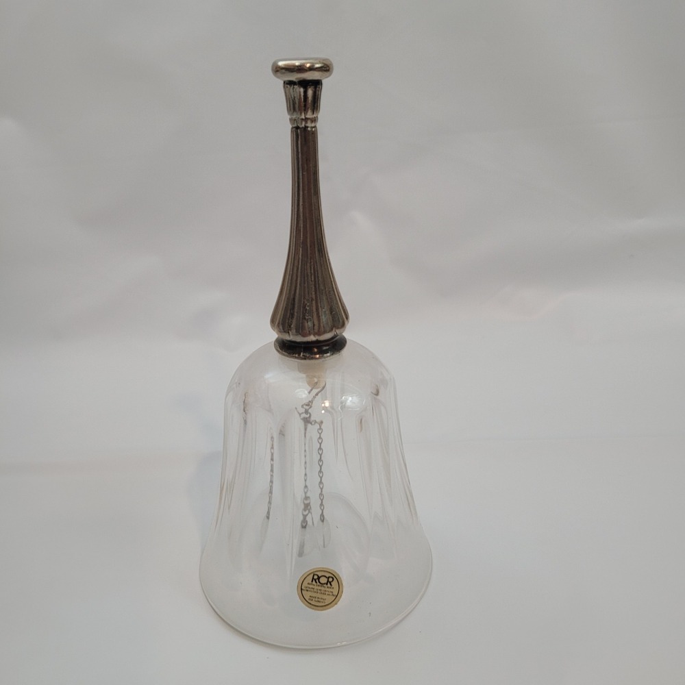 RCR Crystal Table Bell Vintage Lead Crystal Silver Handle Italy 6.75in